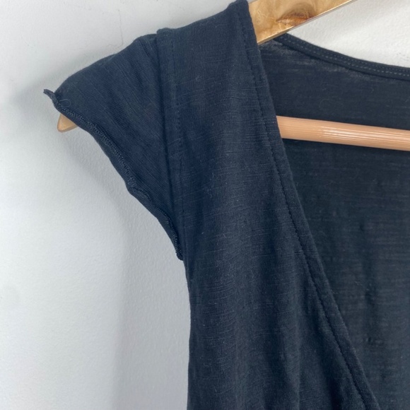 PACT Easy Wrap Dress S Organic Cotton Black Ruffle Beach Minimalist Lightweight - Picture 5 of 12